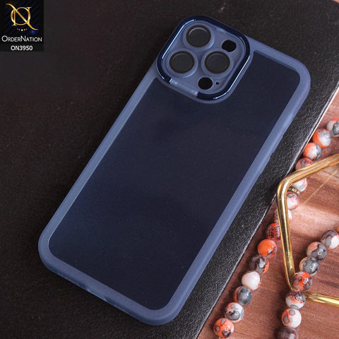 iPhone 13 Pro Max Cover - Blue - New Camera Stand Soft Silicone Borders Clear Back Case With Camera Lense Protection