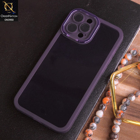 iPhone 14 Pro Max Cover - Purple - New Camera Stand Soft Silicone Borders Clear Back Case With Camera Lense Protection