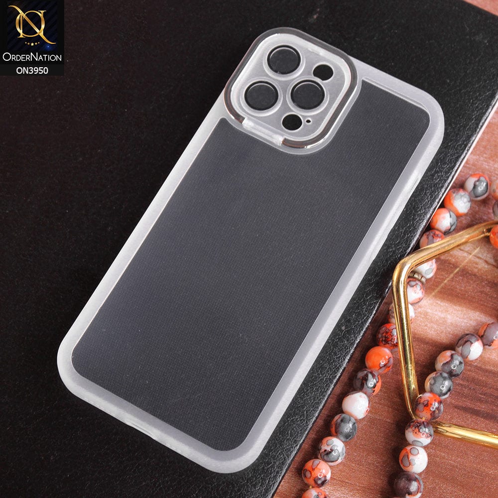 iPhone 14 Pro Max Cover - White - New Camera Stand Soft Silicone Borders Clear Back Case With Camera Lense Protection