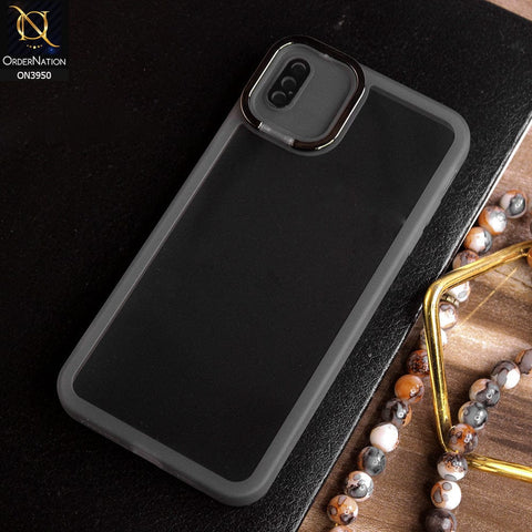 iPhone XS Max Cover - Black - New Camera Stand Soft Silicone Borders Clear Back Case With Camera Lense Protection