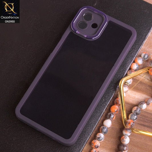 Samsung Galaxy A04 Cover - Purple - New Camera Stand Soft Silicone Borders Clear Back Case With Camera Lense Protection