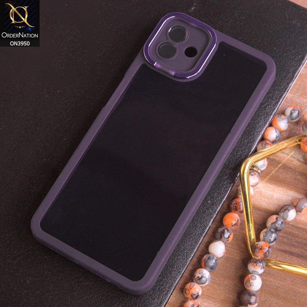 Samsung Galaxy M13 5G Cover - Purple - New Camera Stand Soft Silicone Borders Clear Back Case With Camera Lense Protection