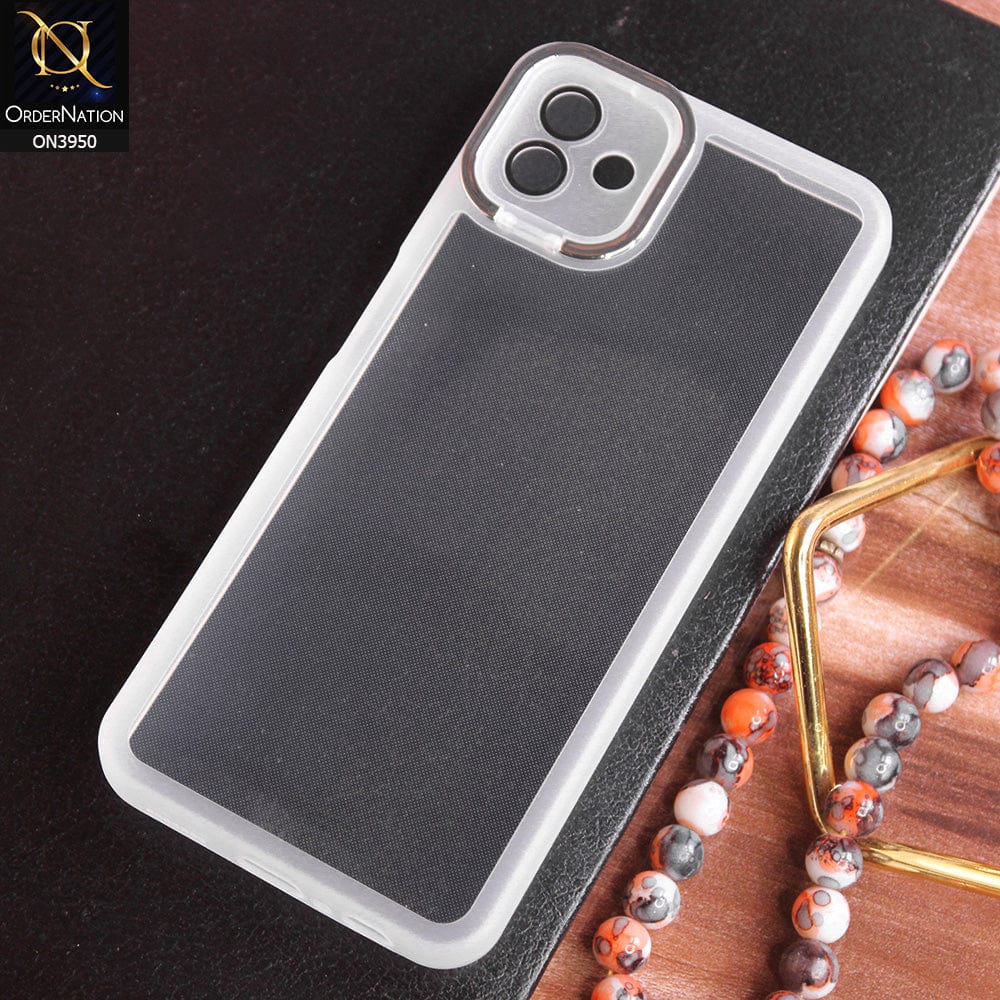 Samsung Galaxy A04 Cover - White - New Camera Stand Soft Silicone Borders Clear Back Case With Camera Lense Protection