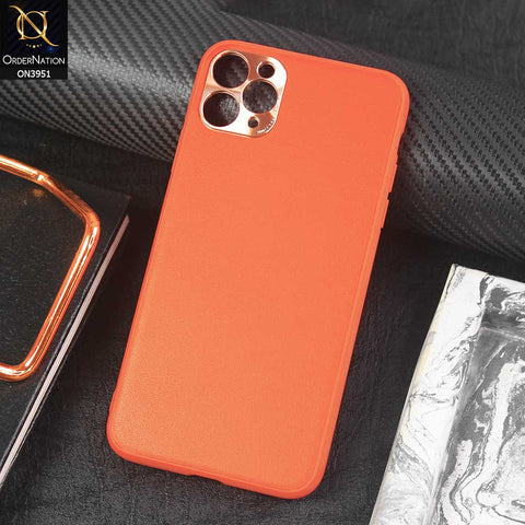 iPhone 11 Pro Max Cover - Orange - ONation Classy Leather Series - Minimalistic Classic Textured Pu Leather With Attractive Metallic Camera Protection Soft Borders Case
