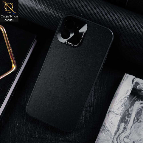 iPhone 12 Cover - Black - ONation Classy Leather Series - Minimalistic Classic Textured Pu Leather With Attractive Metallic Camera Protection Soft Borders Case