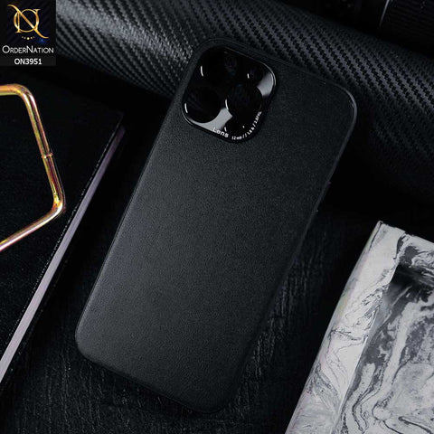 iPhone 12 Pro Max Cover - Black - ONation Classy Leather Series - Minimalistic Classic Textured Pu Leather With Attractive Metallic Camera Protection Soft Borders Case