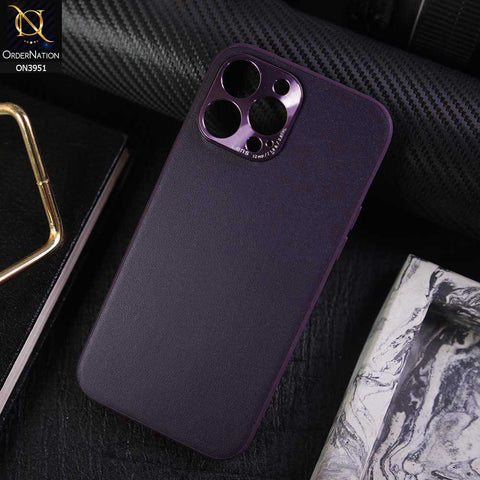 iPhone 13 Pro Max Cover - Purple - ONation Classy Leather Series - Minimalistic Classic Textured Pu Leather With Attractive Metallic Camera Protection Soft Borders Case