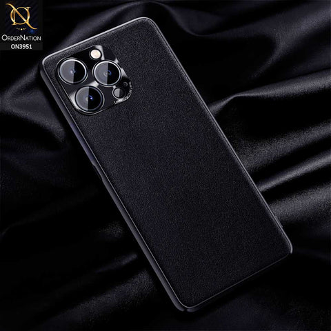 iPhone 14 Pro Max Cover - Black - ONation Classy Leather Series - Minimalistic Classic Textured Pu Leather With Attractive Metallic Camera Protection Soft Borders Case