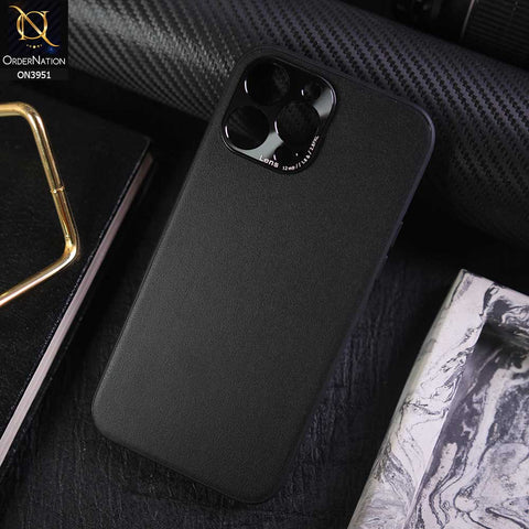 iPhone 14 Pro Max Cover - Black - ONation Classy Leather Series - Minimalistic Classic Textured Pu Leather With Attractive Metallic Camera Protection Soft Borders Case
