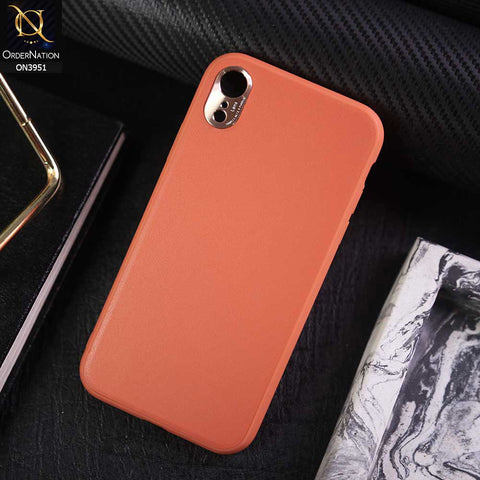 iPhone XR Cover - Orange - ONation Classy Leather Series - Minimalistic Classic Textured Pu Leather With Attractive Metallic Camera Protection Soft Borders Case