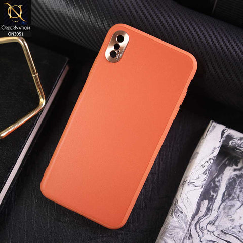 iPhone XS Max Cover - Orange - ONation Classy Leather Series - Minimalistic Classic Textured Pu Leather With Attractive Metallic Camera Protection Soft Borders Case