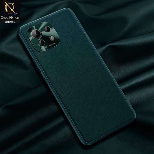 Xiaomi Mi 11 Lite Cover - Green - ONation Classy Leather Series - Minimalistic Classic Textured Pu Leather With Attractive Metallic Camera Protection Soft Borders Case