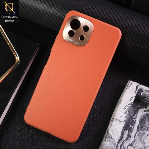 Xiaomi Mi 11 Lite Cover - Orange - ONation Classy Leather Series - Minimalistic Classic Textured Pu Leather With Attractive Metallic Camera Protection Soft Borders Case