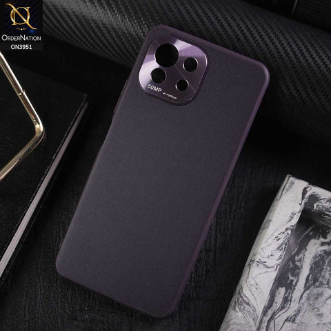 Xiaomi Mi 11 Lite Cover - Purple - ONation Classy Leather Series - Minimalistic Classic Textured Pu Leather With Attractive Metallic Camera Protection Soft Borders Case