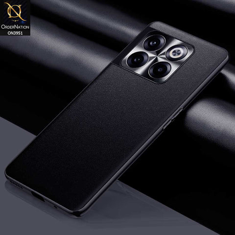 OnePlus 10 Pro Cover - Black - ONation Classy Leather Series - Minimalistic Classic Textured Pu Leather With Attractive Metallic Camera Protection Soft Borders Case