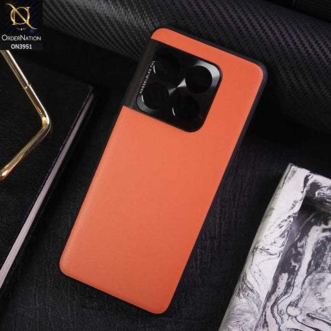 OnePlus 10 Pro Cover - Orange - ONation Classy Leather Series - Minimalistic Classic Textured Pu Leather With Attractive Metallic Camera Protection Soft Borders Case