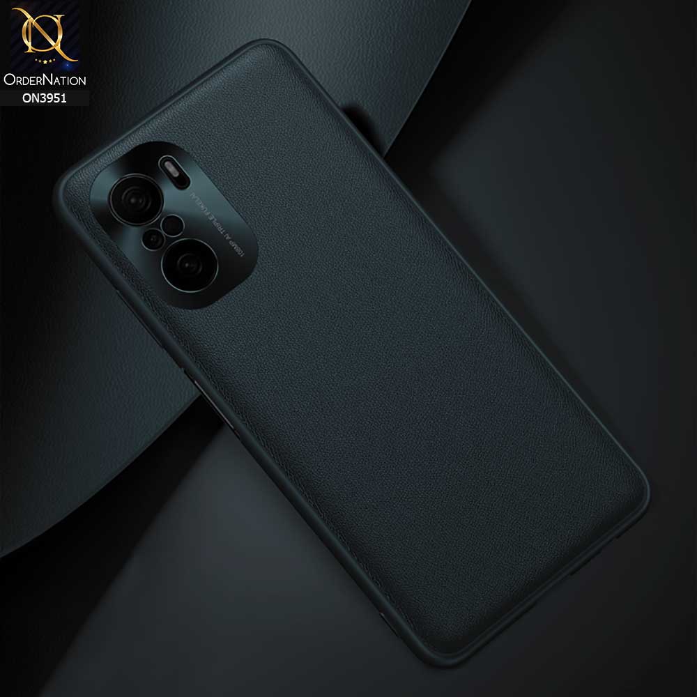 Xiaomi Poco F3 Cover - Green - ONation Classy Leather Series - Minimalistic Classic Textured Pu Leather With Attractive Metallic Camera Protection Soft Borders Case