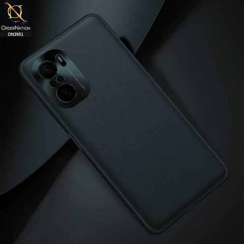 Xiaomi Poco F3 Cover - Green - ONation Classy Leather Series - Minimalistic Classic Textured Pu Leather With Attractive Metallic Camera Protection Soft Borders Case