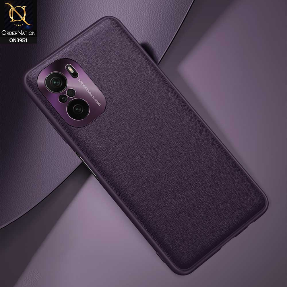 Xiaomi Redmi K40 Cover - Purple - ONation Classy Leather Series - Minimalistic Classic Textured Pu Leather With Attractive Metallic Camera Protection Soft Borders Case