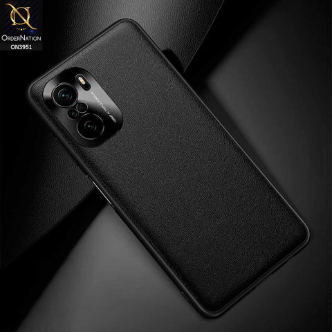 Xiaomi Redmi K40 Pro Cover - Black - ONation Classy Leather Series - Minimalistic Classic Textured Pu Leather With Attractive Metallic Camera Protection Soft Borders Case