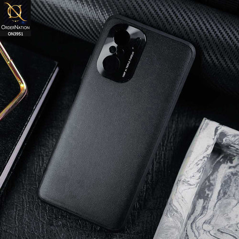 Xiaomi Poco F3 Cover - Black - ONation Classy Leather Series - Minimalistic Classic Textured Pu Leather With Attractive Metallic Camera Protection Soft Borders Case