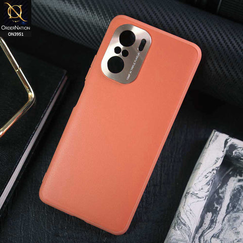 Xiaomi Poco F3 Cover - Orange - ONation Classy Leather Series - Minimalistic Classic Textured Pu Leather With Attractive Metallic Camera Protection Soft Borders Case