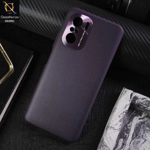 Xiaomi Poco F3 Cover - Purple - ONation Classy Leather Series - Minimalistic Classic Textured Pu Leather With Attractive Metallic Camera Protection Soft Borders Case