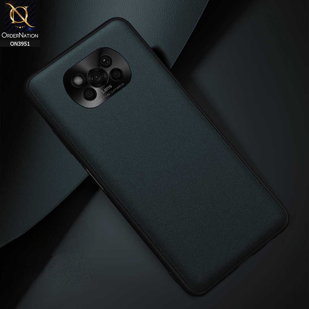 Xiaomi Poco X3  Cover - Green - ONation Classy Leather Series - Minimalistic Classic Textured Pu Leather With Attractive Metallic Camera Protection Soft Borders Case