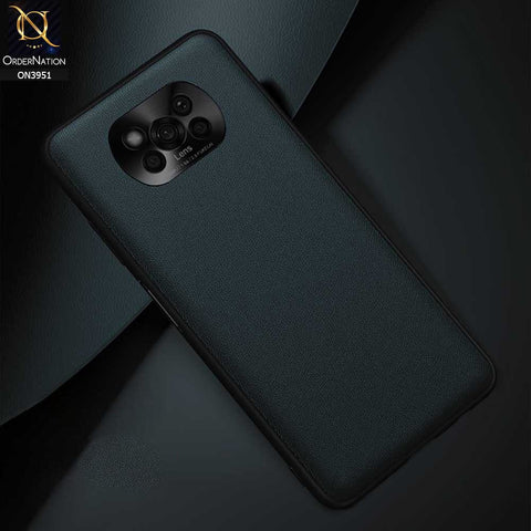 Xiaomi Poco X3  Cover - Green - ONation Classy Leather Series - Minimalistic Classic Textured Pu Leather With Attractive Metallic Camera Protection Soft Borders Case