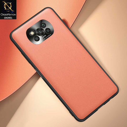 Xiaomi Poco X3 Pro Cover - Orange - ONation Classy Leather Series - Minimalistic Classic Textured Pu Leather With Attractive Metallic Camera Protection Soft Borders Case