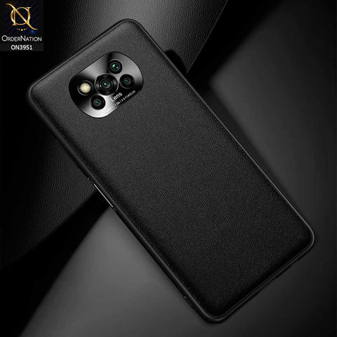 Xiaomi Poco X3 Pro Cover - Black - ONation Classy Leather Series - Minimalistic Classic Textured Pu Leather With Attractive Metallic Camera Protection Soft Borders Case