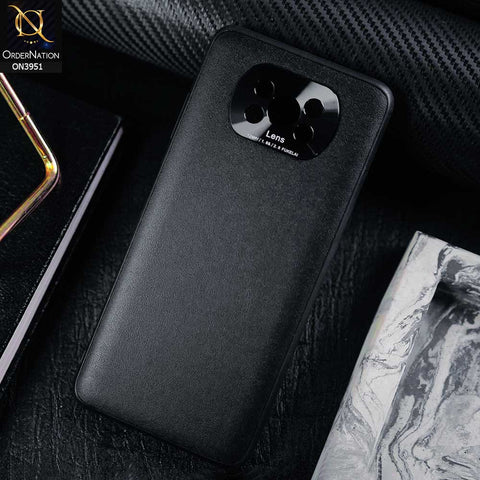 Xiaomi Poco X3  Cover - Black - ONation Classy Leather Series - Minimalistic Classic Textured Pu Leather With Attractive Metallic Camera Protection Soft Borders Case