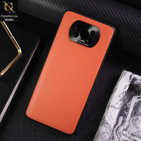Xiaomi Poco X3 Pro Cover - Orange - ONation Classy Leather Series - Minimalistic Classic Textured Pu Leather With Attractive Metallic Camera Protection Soft Borders Case
