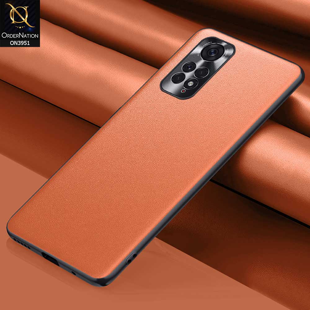 Xiaomi Redmi Note 11S Cover - Orange - ONation Classy Leather Series - Minimalistic Classic Textured Pu Leather With Attractive Metallic Camera Protection Soft Borders Case