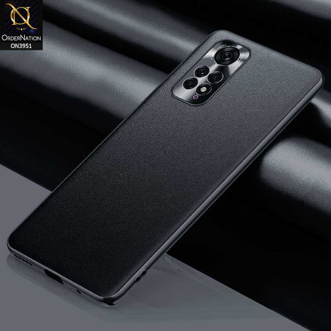 Xiaomi Redmi Note 11 Cover - Black - ONation Classy Leather Series - Minimalistic Classic Textured Pu Leather With Attractive Metallic Camera Protection Soft Borders Case