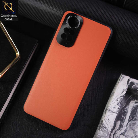 Xiaomi Redmi Note 11 Cover - Orange - ONation Classy Leather Series - Minimalistic Classic Textured Pu Leather With Attractive Metallic Camera Protection Soft Borders Case