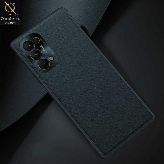 Oppo Reno 5 5G Cover - Green - ONation Classy Leather Series - Minimalistic Classic Textured Pu Leather With Attractive Metallic Camera Protection Soft Borders Case