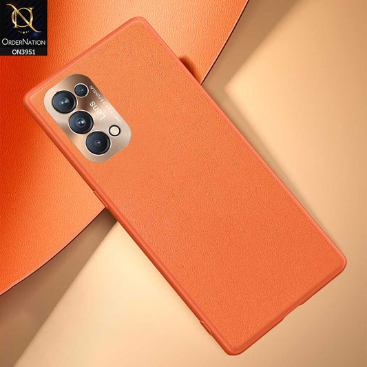 Oppo Find X3 Lite Cover - Orange - ONation Classy Leather Series - Minimalistic Classic Textured Pu Leather With Attractive Metallic Camera Protection Soft Borders Case