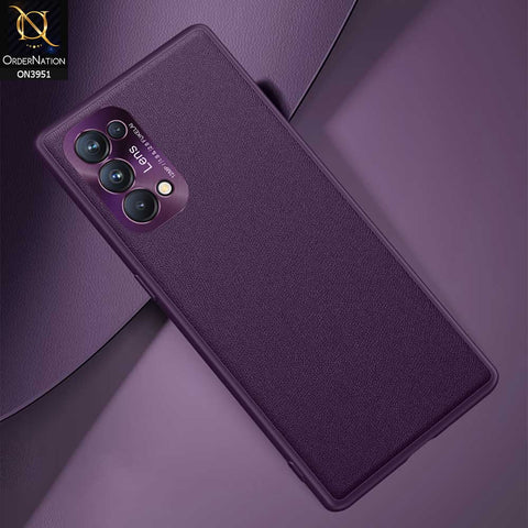 Oppo Reno 5 5G Cover - Purple - ONation Classy Leather Series - Minimalistic Classic Textured Pu Leather With Attractive Metallic Camera Protection Soft Borders Case