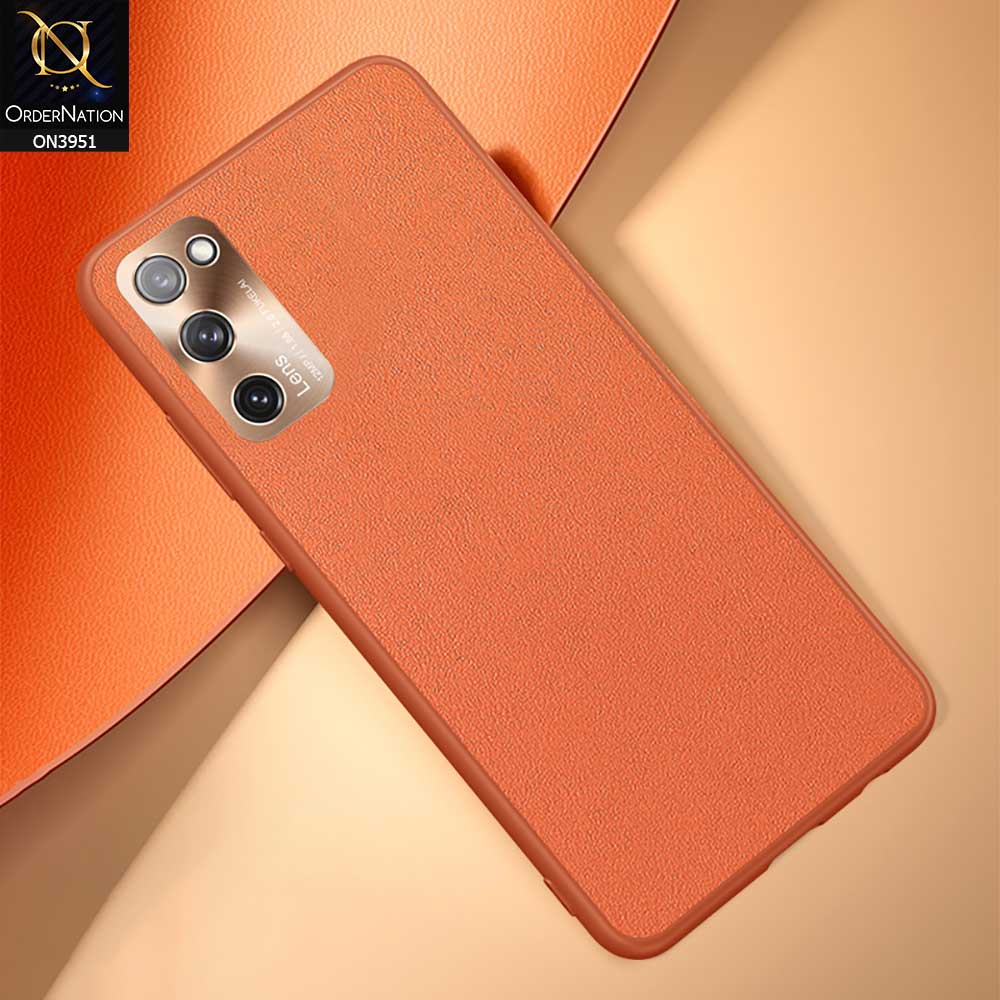 Samsung Galaxy S20 FE Cover - Orange - ONation Classy Leather Series - Minimalistic Classic Textured Pu Leather With Attractive Metallic Camera Protection Soft Borders Case