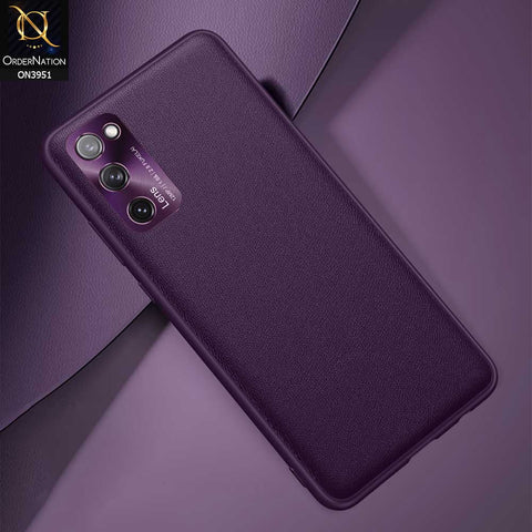 Samsung Galaxy S20 FE Cover - Purple - ONation Classy Leather Series - Minimalistic Classic Textured Pu Leather With Attractive Metallic Camera Protection Soft Borders Case