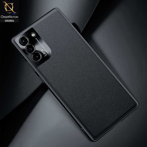 Samsung Galaxy S21 5G Cover - Black - ONation Classy Leather Series - Minimalistic Classic Textured Pu Leather With Attractive Metallic Camera Protection Soft Borders Case