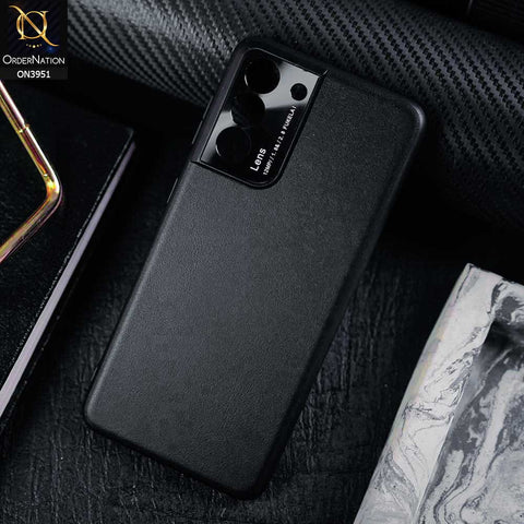 Samsung Galaxy S21 5G Cover - Black - ONation Classy Leather Series - Minimalistic Classic Textured Pu Leather With Attractive Metallic Camera Protection Soft Borders Case