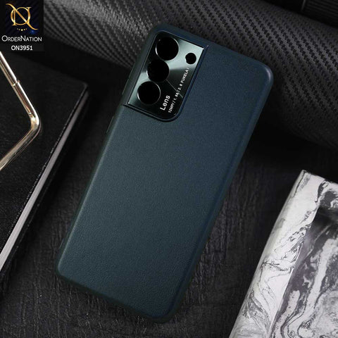 Samsung Galaxy S21 5G Cover - Green - ONation Classy Leather Series - Minimalistic Classic Textured Pu Leather With Attractive Metallic Camera Protection Soft Borders Case