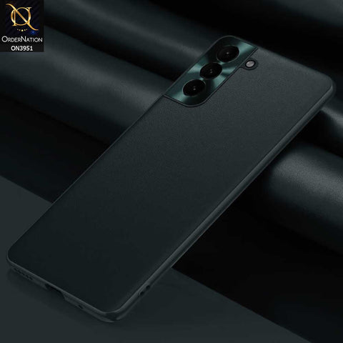 Samsung Galaxy S21 FE 5G Cover - Green - ONation Classy Leather Series - Minimalistic Classic Textured Pu Leather With Attractive Metallic Camera Protection Soft Borders Case