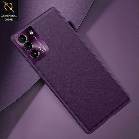 Samsung Galaxy S21 Plus 5G Cover - Purple - ONation Classy Leather Series - Minimalistic Classic Textured Pu Leather With Attractive Metallic Camera Protection Soft Borders Case