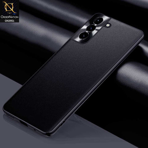 Samsung Galaxy S22 5G Cover - Black - ONation Classy Leather Series - Minimalistic Classic Textured Pu Leather With Attractive Metallic Camera Protection Soft Borders Case