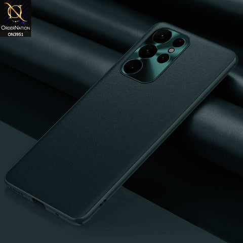 Samsung Galaxy S23 Ultra 5G Cover - Green - ONation Classy Leather Series - Minimalistic Classic Textured Pu Leather With Attractive Metallic Camera Protection Soft Borders Case