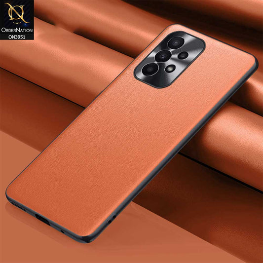 Samsung Galaxy A23 Cover - Orange - ONation Classy Leather Series - Minimalistic Classic Textured Pu Leather With Attractive Metallic Camera Protection Soft Borders Case