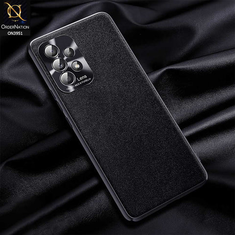 Samsung Galaxy A32 Cover - Black - ONation Classy Leather Series - Minimalistic Classic Textured Pu Leather With Attractive Metallic Camera Protection Soft Borders Case